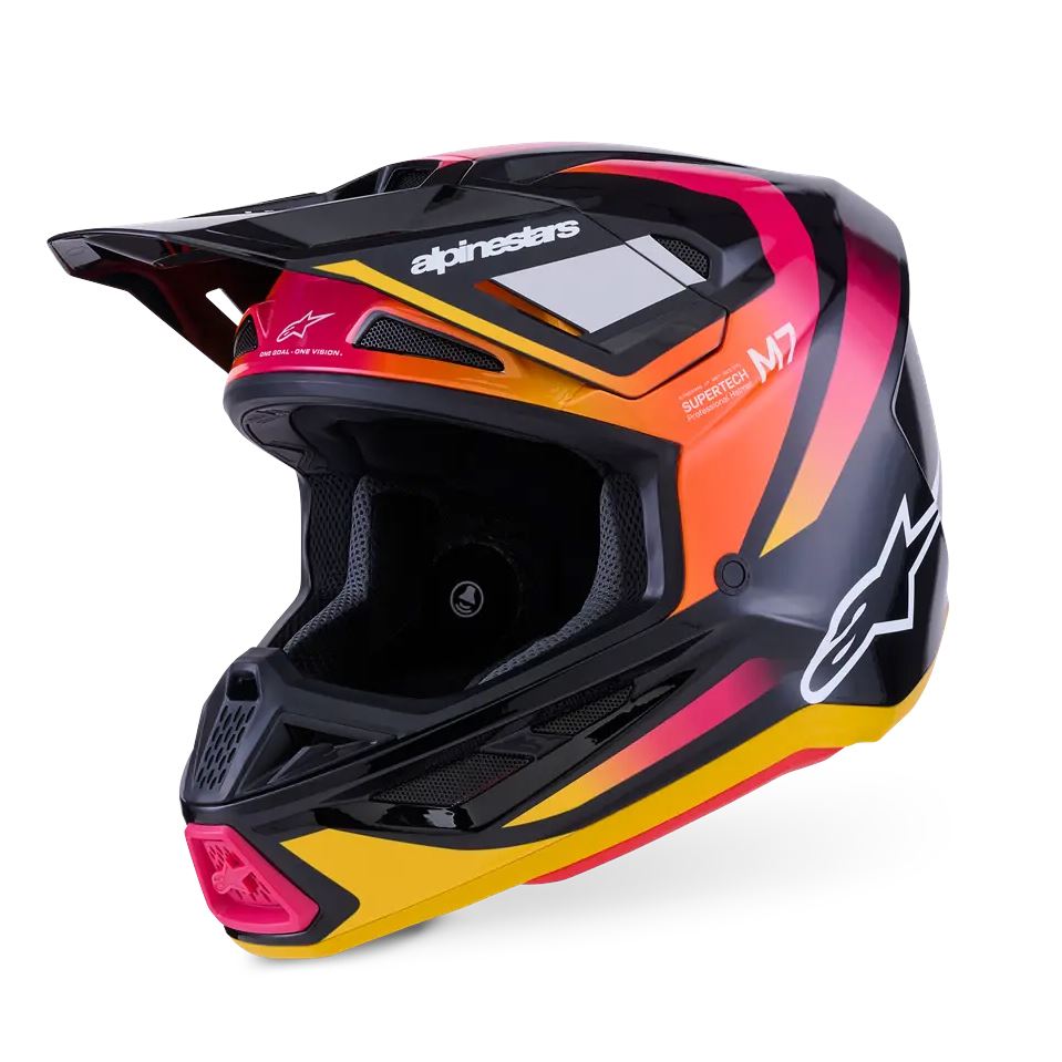 Alpinestars 2026 SM7 Rise Motocross Helmet Black Yellow Pink